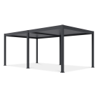 Widok boczny pergoli tarasowej Deluxe Automatic+LED 3.6x6 antracytowej na białym tle.