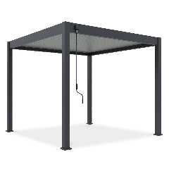 Pergola tarasowa ELEGANCE 3x3 w kolorze Antracytowym z lamelami w kolorze jasno szarym