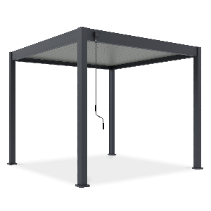 Pergola tarasowa ELEGANCE 3x3 w kolorze Antracytowym z lamelami w kolorze jasno szarym