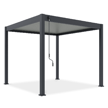 Pergola tarasowa ELEGANCE 3x3 w kolorze Antracytowym z lamelami w kolorze jasno szarym