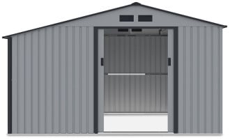 Widok boczny na domek narzędziowy MADISON 342x191cm Light Grey