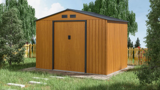 Zdjęcie aranżacyjne w ogrodzie - Domek narzędziowy HUDSON 277x191cm Oak Grey