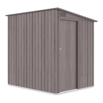 domek narzędziowy w kolorze jasnego drewna z ukośnym dachem