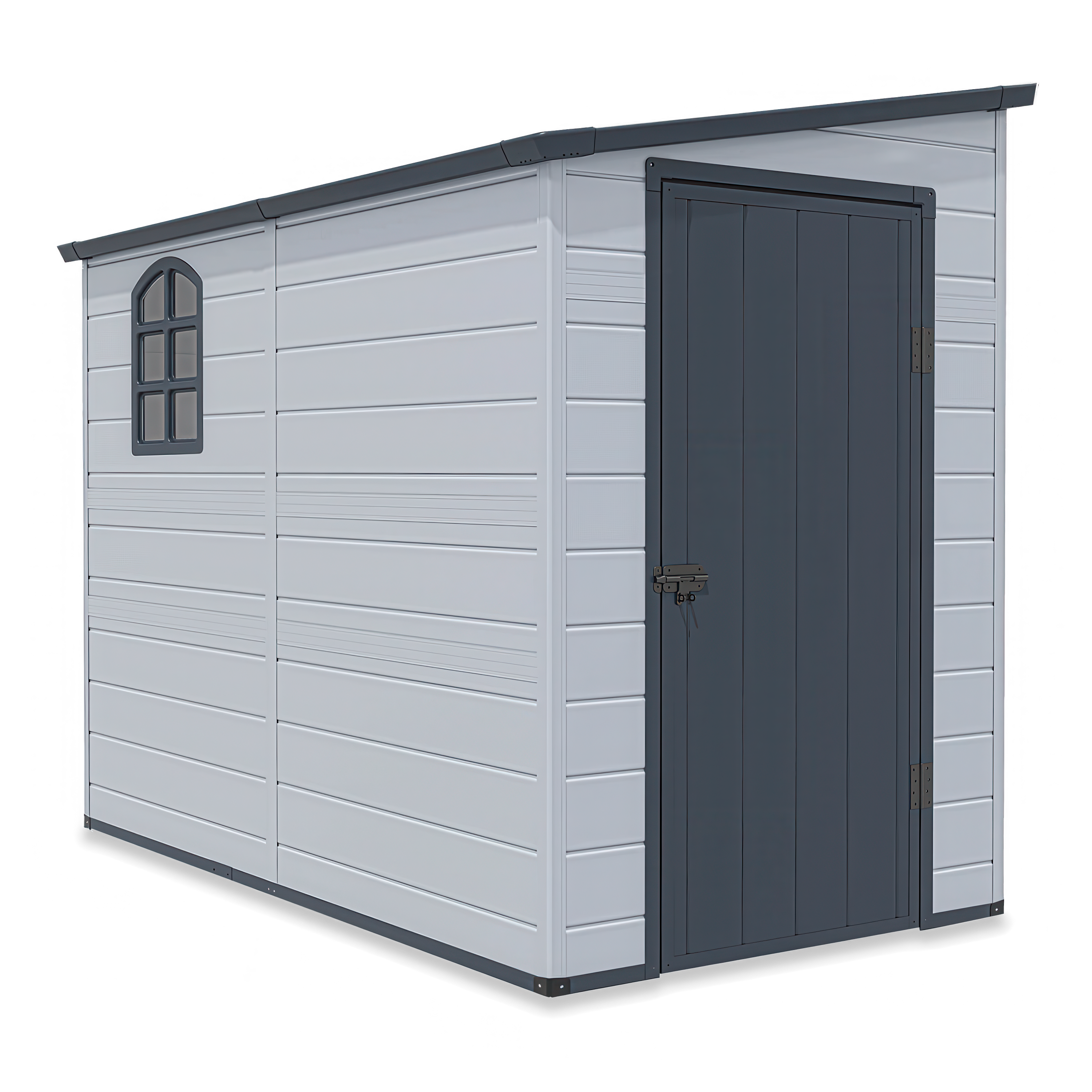 Domek ogrodowy BOSTON 143x248cm w jasno-szarym kolorze od firmy Hardmaister