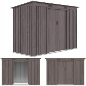 Zdjęcie z trzema rzutami domku narzędziowego OREGON 261x121cm Light Wood - Hardmaister