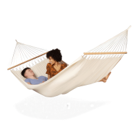 Dwuosobowy hamak z drążkiem FLORENCIA Latte z bawełny organicznej - LA SIESTA