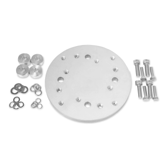 Komplet metalowych śrub, podkładek i okrągłej płyty montażowej