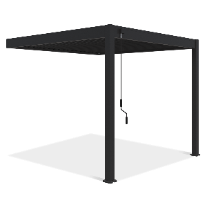Pergola ELEGANCE WALL 3x3 Anthracite przymocowana do ściany domu w aranżacji