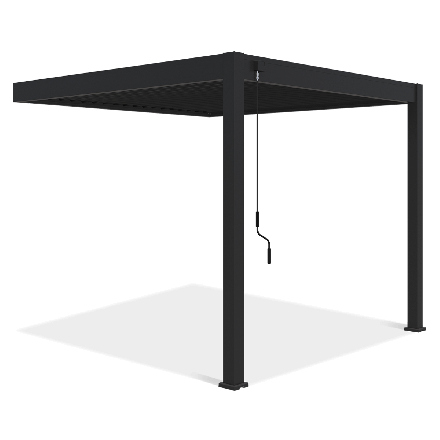 Pergola ELEGANCE WALL 3x3 Anthracite przymocowana do ściany domu w aranżacji