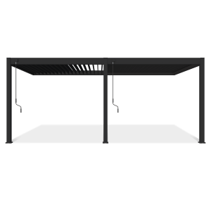 Widok z góry na przyścienną pergolę ELEGANCE WALL 3x6 zamontowaną do ściany budynku w aranżacji