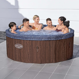 Wanna z hydromasażem do ogrodu LAY-Z-SPA® TORONTO SMART AIRJET™ BROWN WOOD ROUNDE - BESTWAY 6001W
