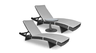 Zestaw wypoczynkowy, dwie leżanki WAVE Dark Grey, stolik PREMIO Dark Grey, 2x poduszka, Focus Garden