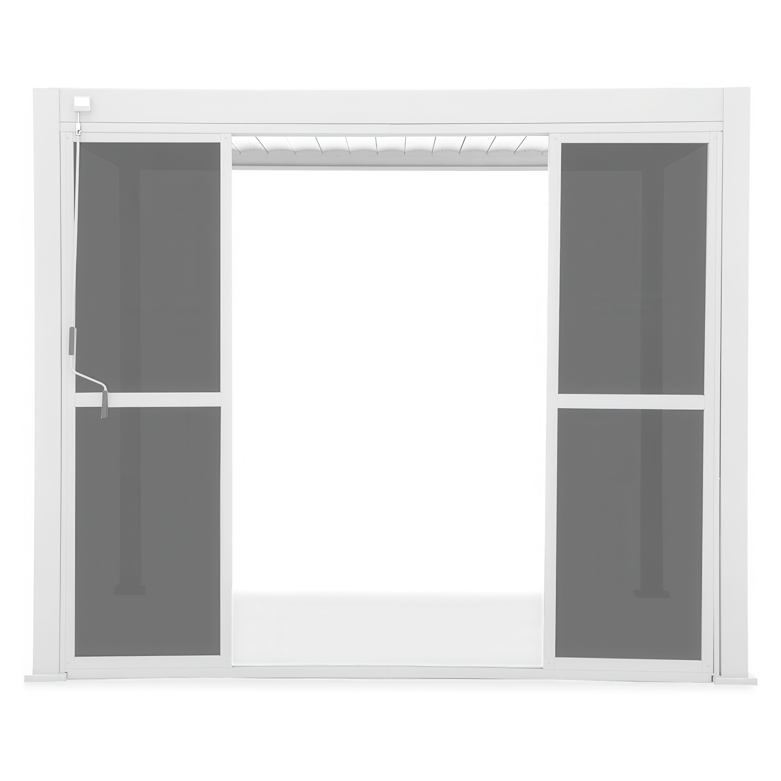 Białe przesuwne drzwi poliwęglanowe do pergol o szerokości 4m w kolorze białym