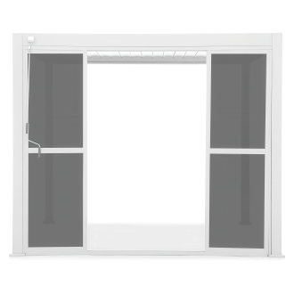 Białe przesuwne drzwi poliwęglanowe do pergol o szerokości 4m w kolorze białym