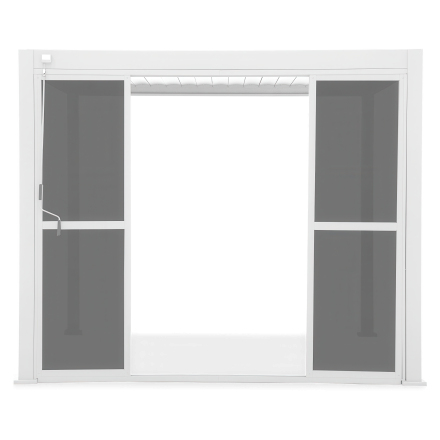 Białe przesuwne drzwi poliwęglanowe do pergol o szerokości 4m w kolorze białym