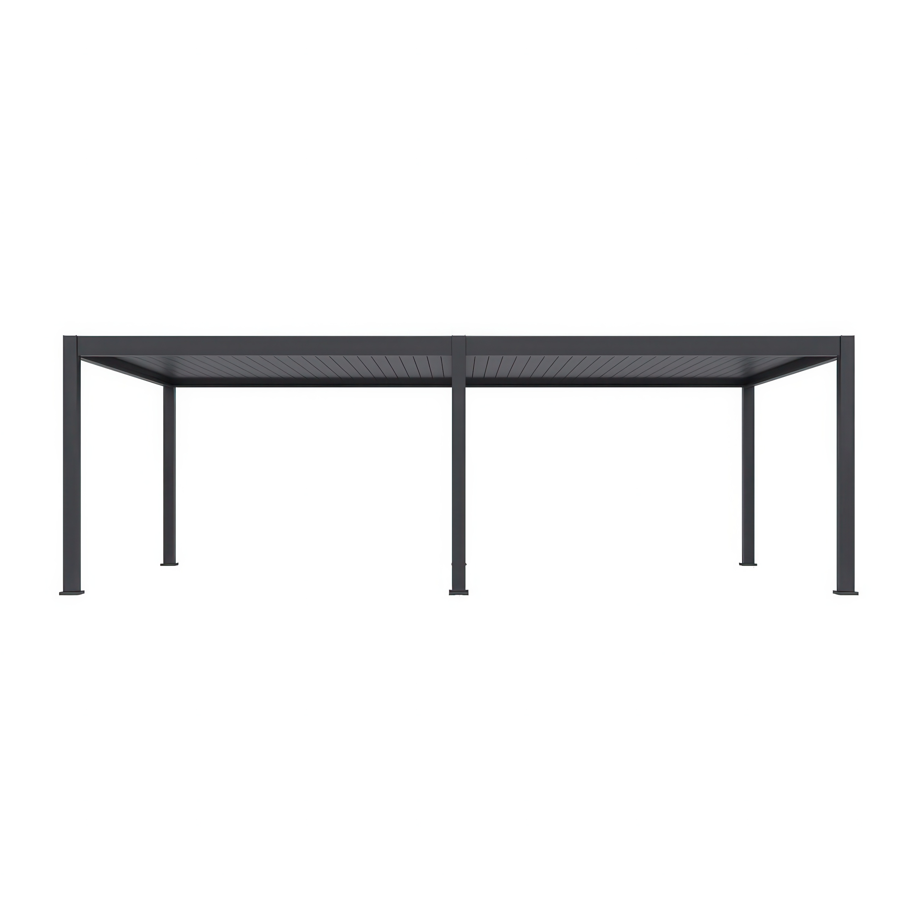 Widok frontalny pergoli tarasowej DELUXE PRO AUTOMATIC z oświetleniem LED kolor antracytowy 4x8m