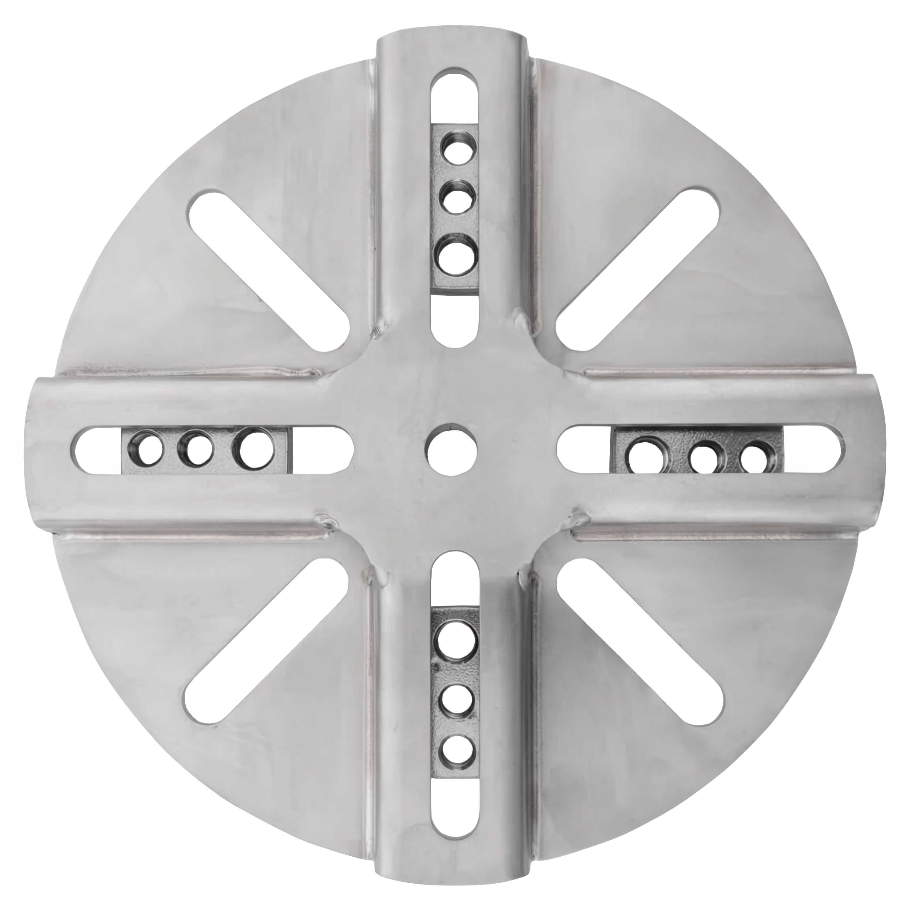 Widok z góry na okrągły adapter VARIO z otworami do podstaw i szpikulców od Doppler