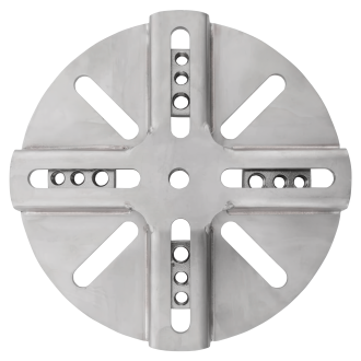 Widok z góry na okrągły adapter VARIO z otworami do podstaw i szpikulców od Doppler