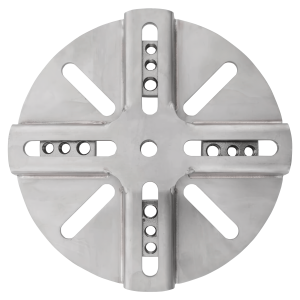 Widok z góry na okrągły adapter VARIO z otworami do podstaw i szpikulców od Doppler