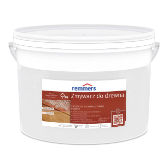 zmywacz powłok do drewna w białym wiadrze z czerwoną etykietą