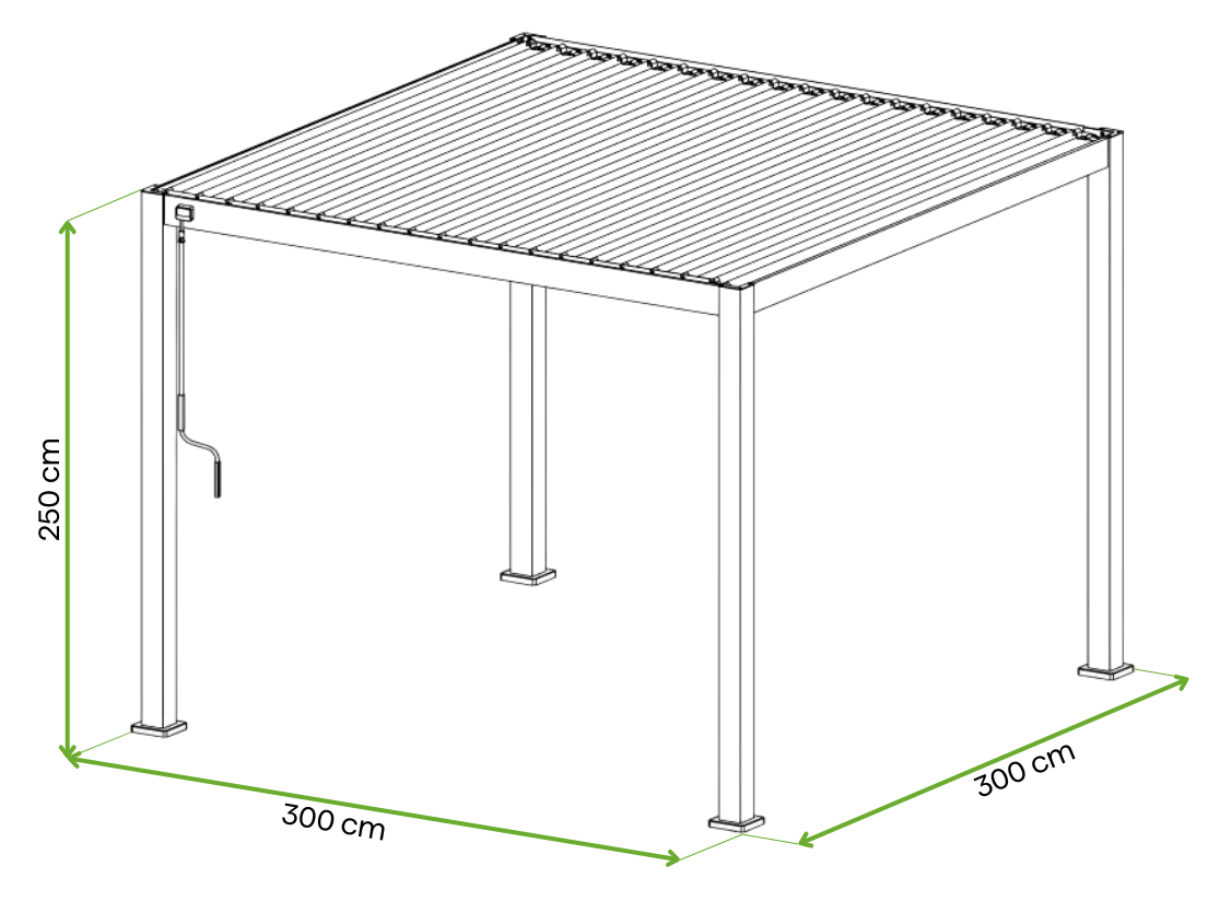 Wymiary pergoli tarasowej Premium 3x3 Anthracite Gutroof