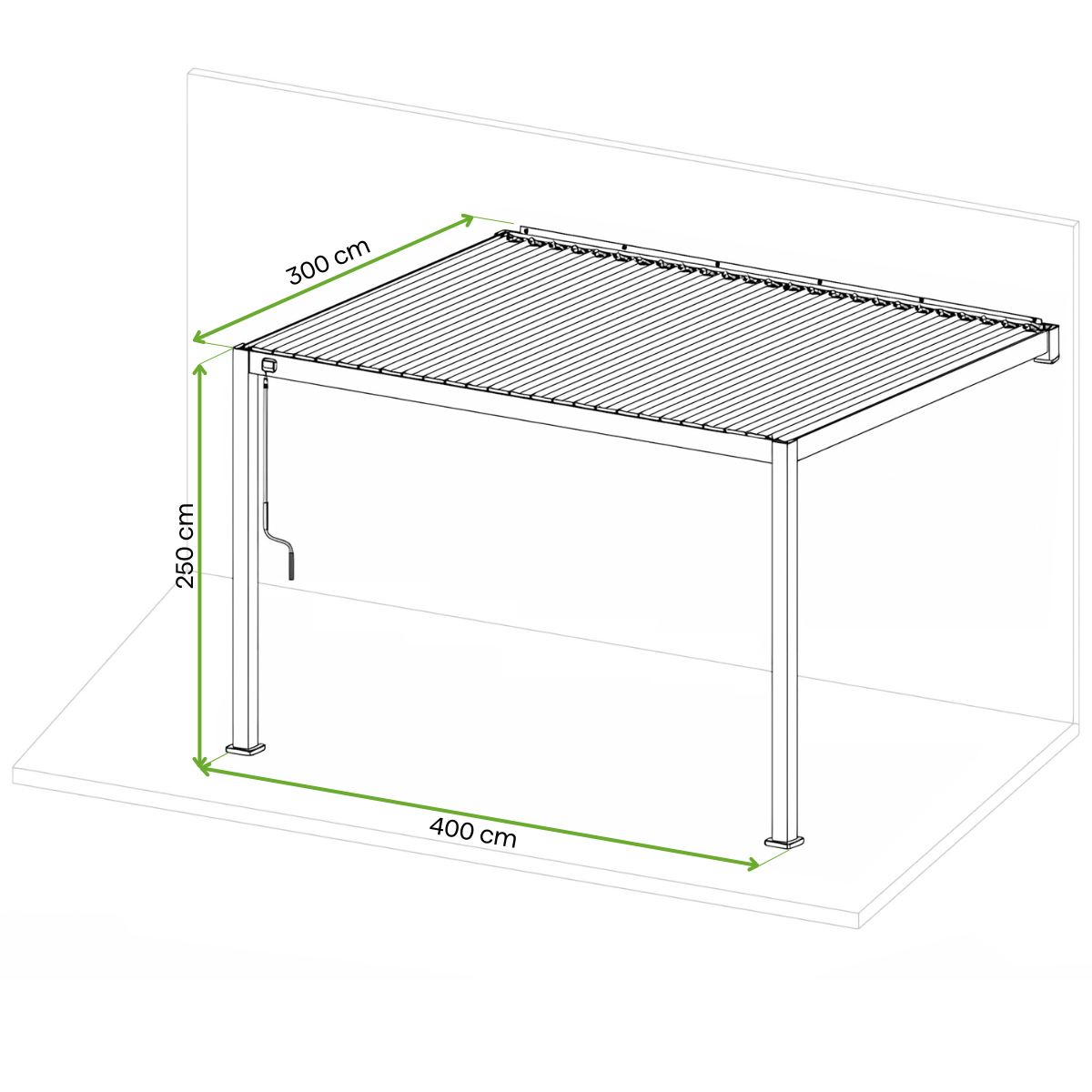 Wymiary pergoli ściennej na taras Premium Wall 3x4 Anthracite Gutroof