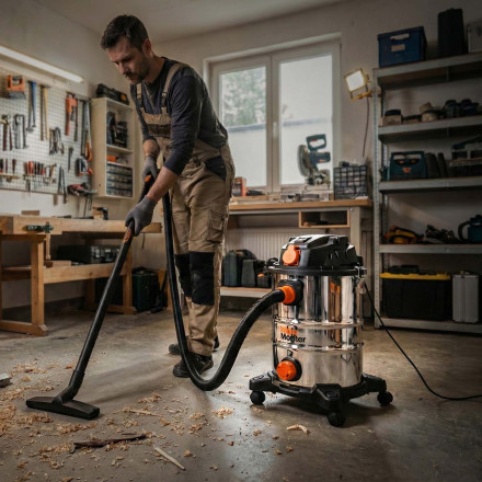 Wydajny odkurzacz warsztatowy 1300 W do pracy na sucho i mokro - HardMaister
