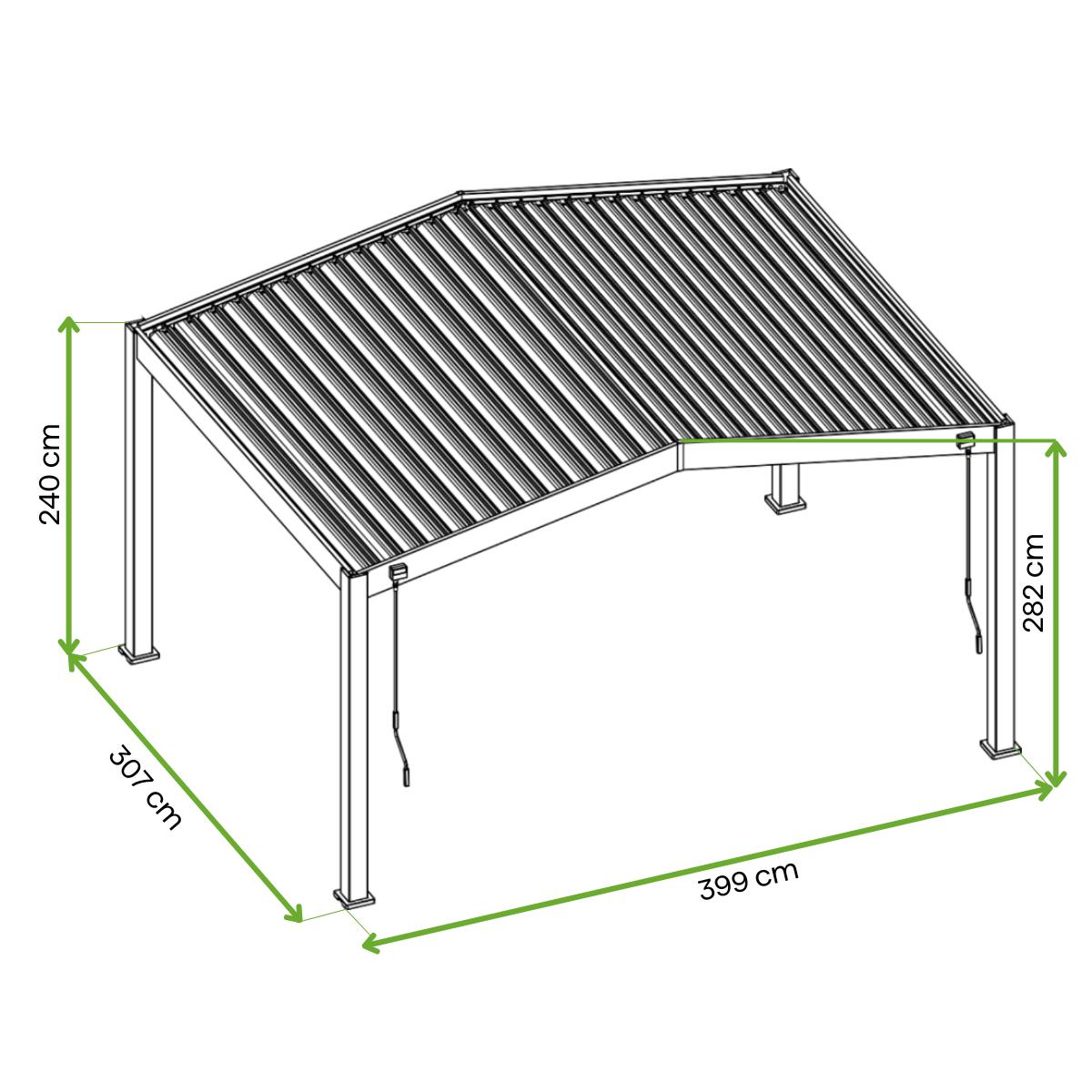 rozmery terasovej pergoly SUMMIT 4x3 Anthracite - Gutroof