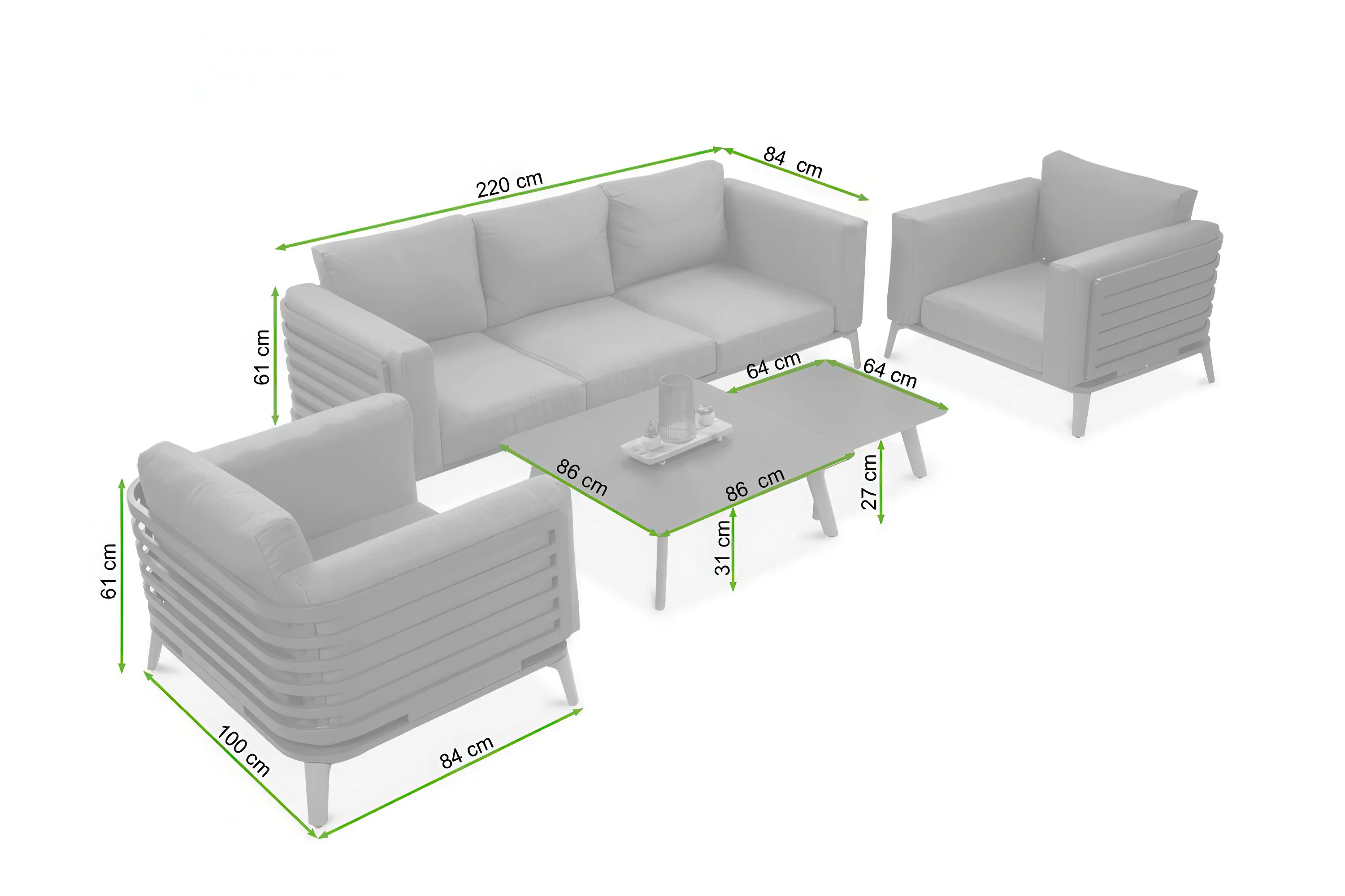 wymiary zestawu mebli wypoczynkowych radisson caffe beige furrore sofa fotele stolik