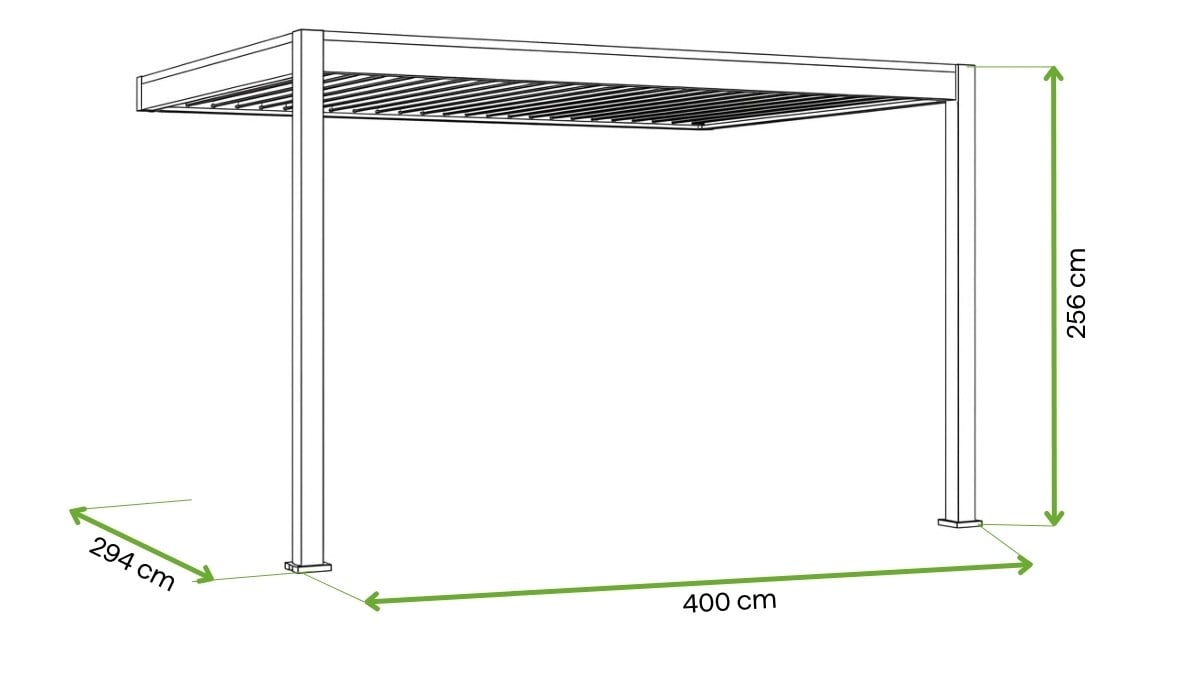 Wymiary - Automatyczna pergola przyścienna z oświetleniem ELEGANCE WALL AUTOMATIC 3x4 Anthracite - Gutroo