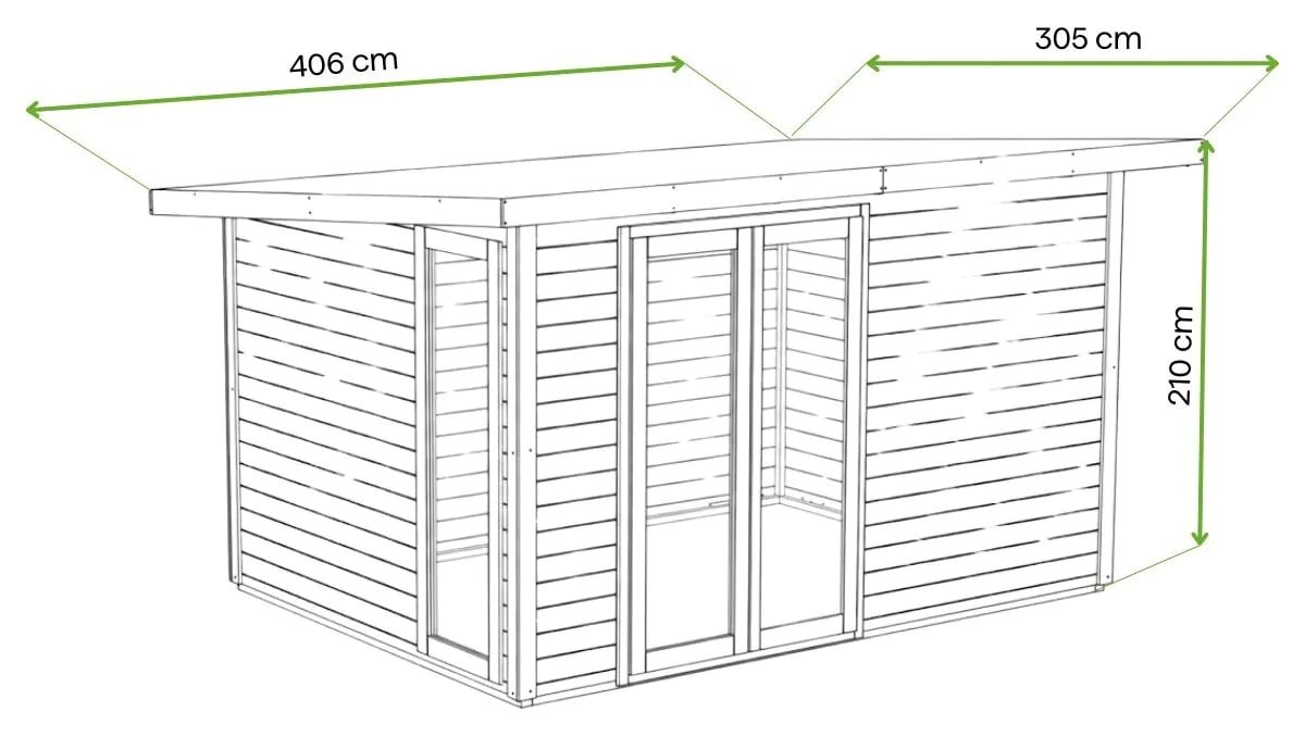 Wymiary - Domek ogrodowy KARMNIK 1 406x305cm - Megiw