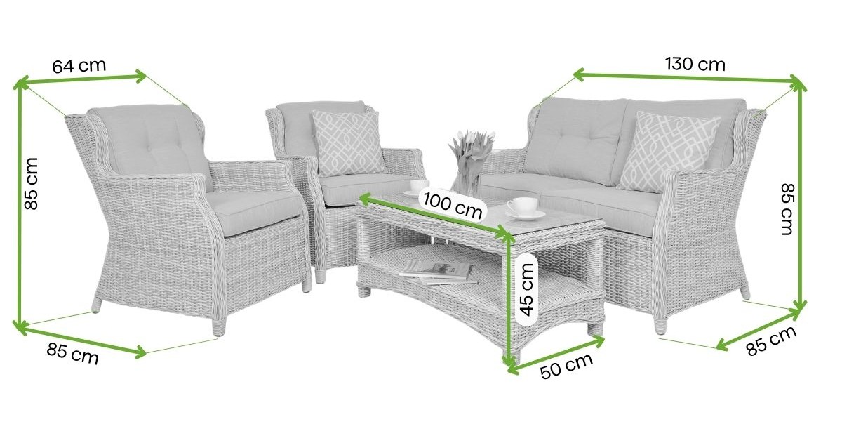 Wymiary - Meble z technorattanu TRIVENTO 2