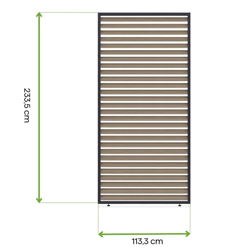 Wymiary - Panel żaluzjowy poziomy do pergoli ELEGANCEDELUXEFUSION 1.2 m Woodgrain - Gutroof