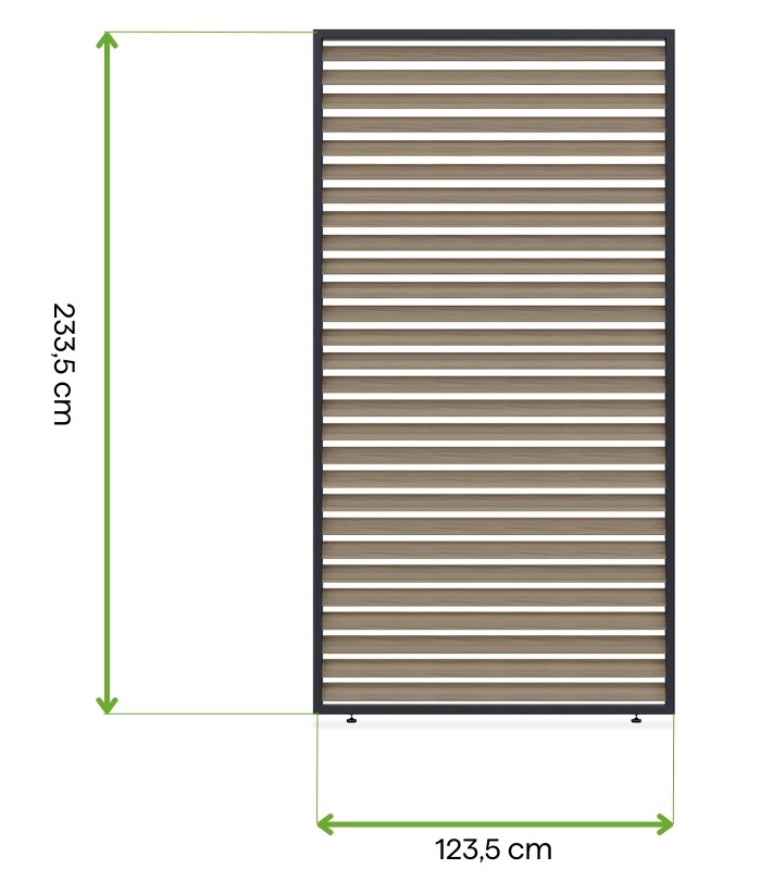 Wymiary - Panel żaluzjowy poziomy do pergoli ELEGANCEDELUXEFUSION 1.3 m Woodgrain - Gutroof