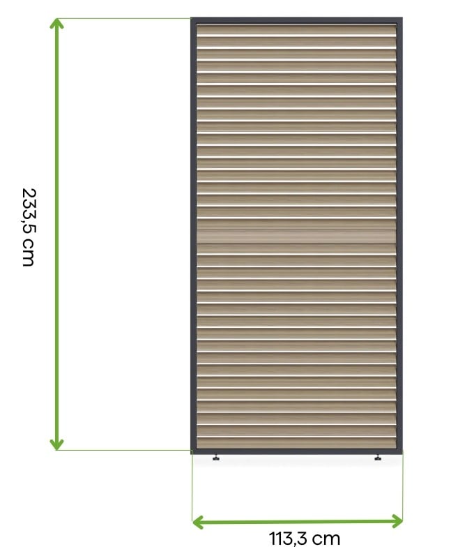 Wymiary - Panel żaluzjowy poziomy regulowany do pergoli ELEGANCEDELUXEFUSION 1.2 m Woodgrain - Gutroof