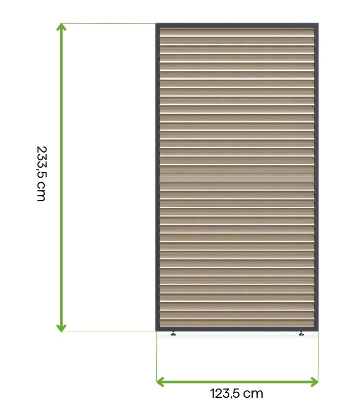 Wymiary - Panel żaluzjowy poziomy regulowany do pergoli ELEGANCEDELUXEFUSION 1.3 m Woodgrain - Gutroof