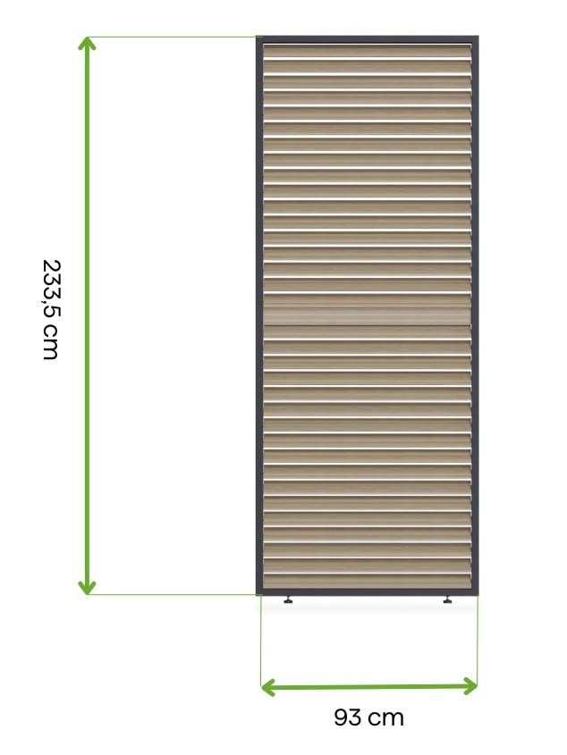 Wymiary - Panel żaluzjowy poziomy regulowany do pergoli ELEGANCEDELUXEFUSION 1 m Woodgrain - Gutroof