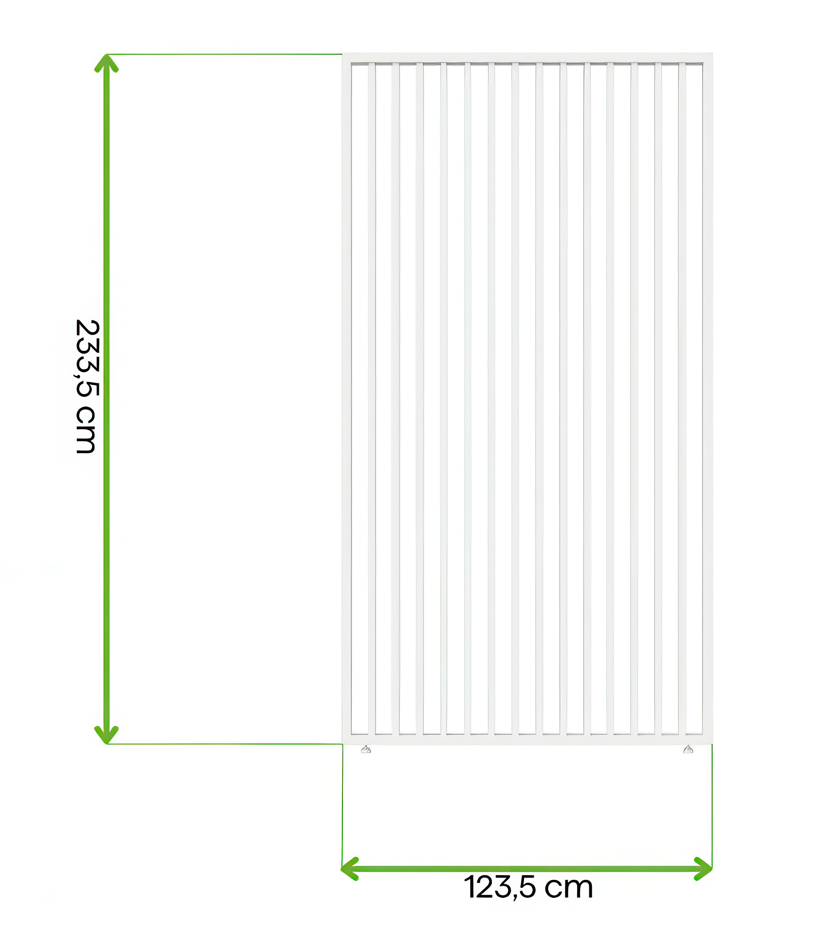 Wymiary - panel żaluzjowy pionowy do pergoli ELEGANCE/DELUXE/FUSION 1.3 m White - Gutroof