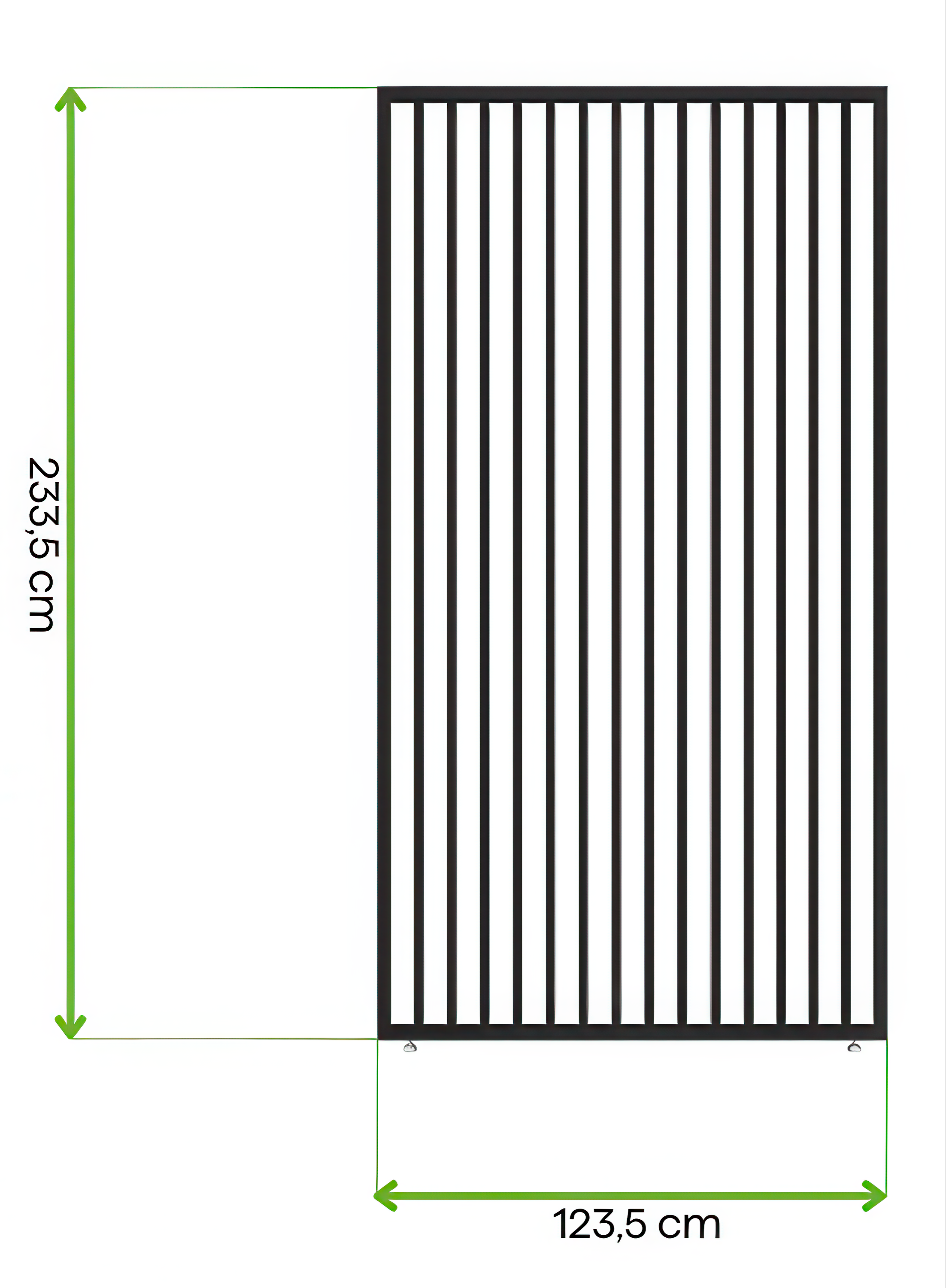Wymiary - panel żaluzjowy pionowy do pergoli ELEGANCE/DELUXE/FUSION 1.3 m Anthracite - Gutroof