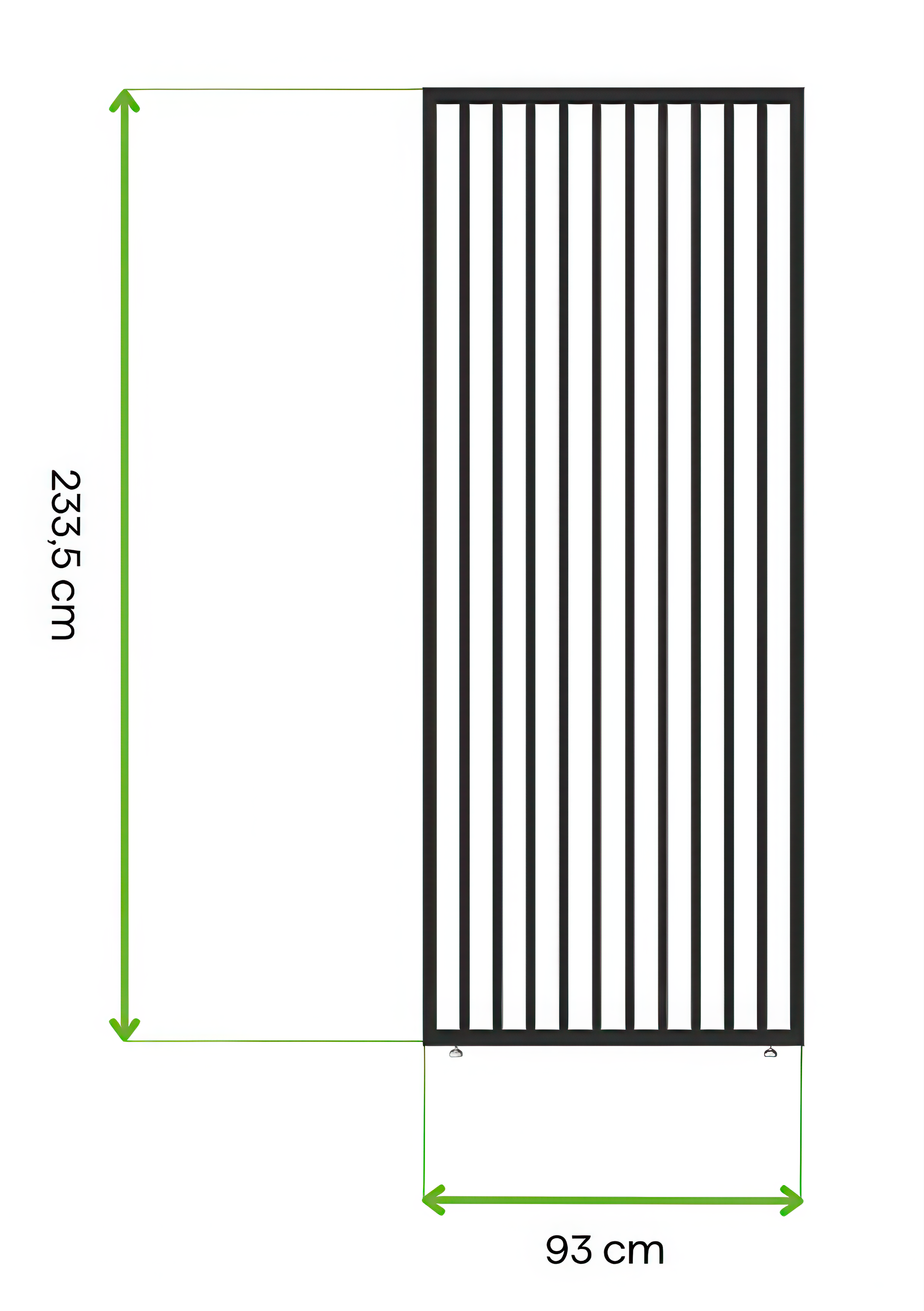 Wymiary - panel żaluzjowy pionowy do pergoli ELEGANCE/DELUXE/FUSION 1 m Anthracite - Gutroof