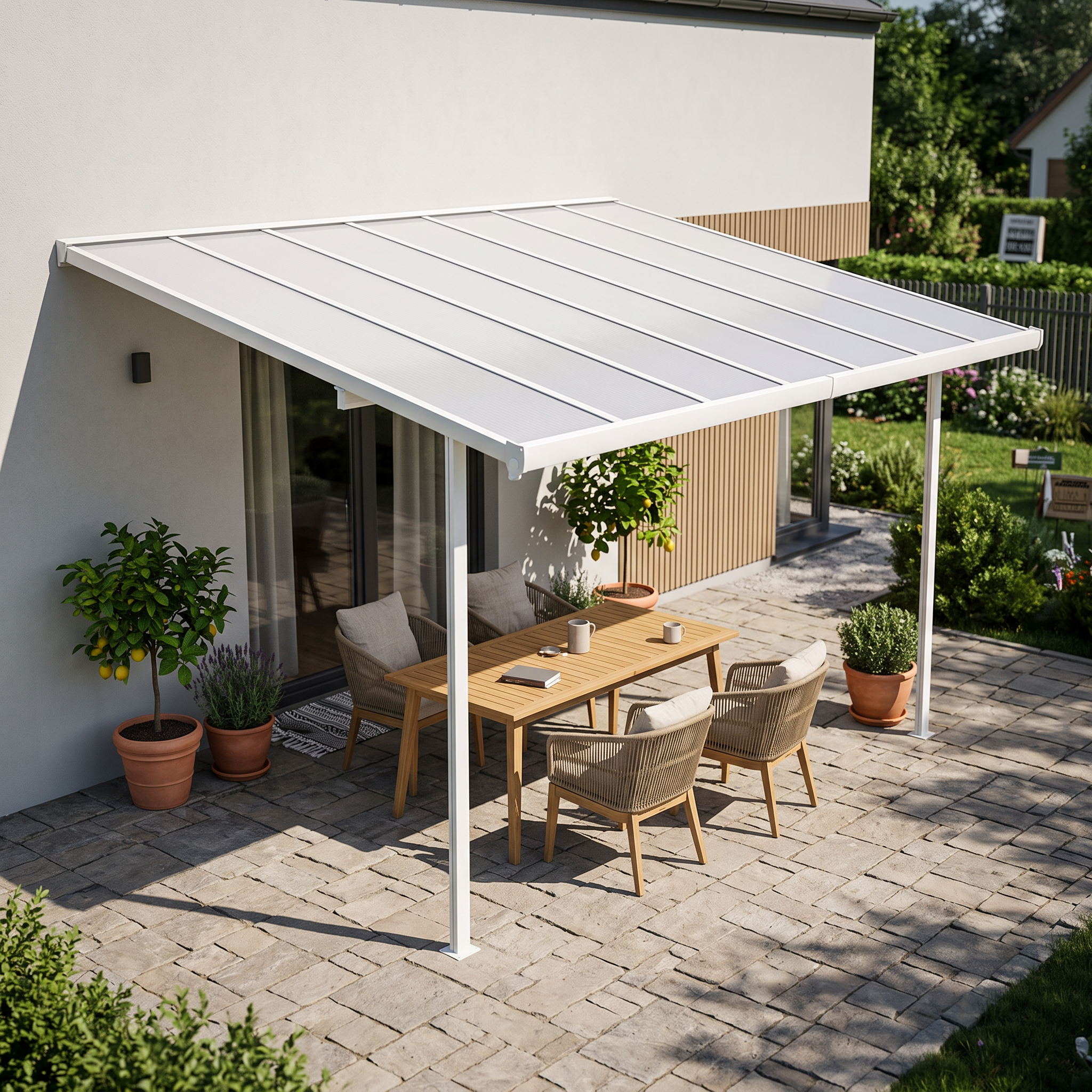 Zadaszenie tarasowe ATLANTA 4,4x3m White — aranżacja