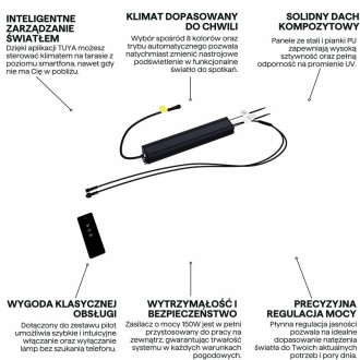 Zasilacz LED z pilotem funkcje inteligentne sterowanie TUYA regulacja jasności 150W do zastosowań zewnętrznych