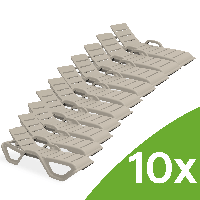 Zestaw 10 leżaków tarasowych MONOBLOCK Taupe New - Bjorkka