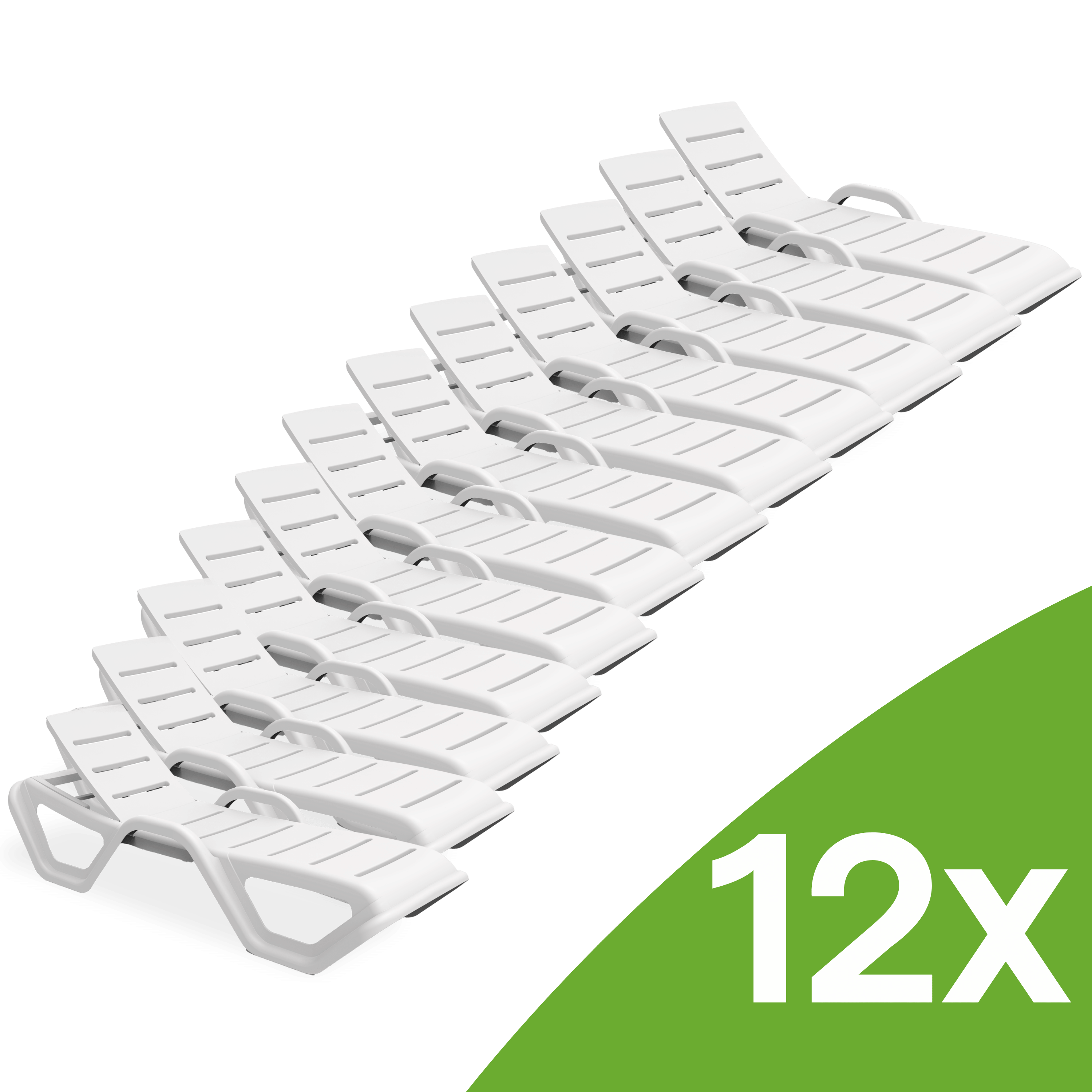 Комплект 12 шезлонгів садових Monoblock White New Bjorkka для басейну