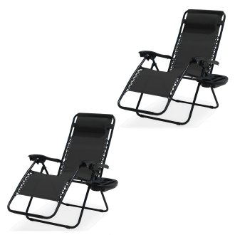 Zestaw dwóch składanych leżaków ogrodowych LAGUNA w kolorze czarnym- Focus Garden