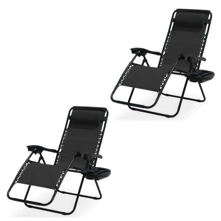 Zestaw dwóch składanych leżaków ogrodowych LAGUNA w kolorze czarnym- Focus Garden