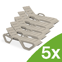 Zestaw 5 leżaków ogrodowych MONOBLOCK Taupe New - Bjorkka