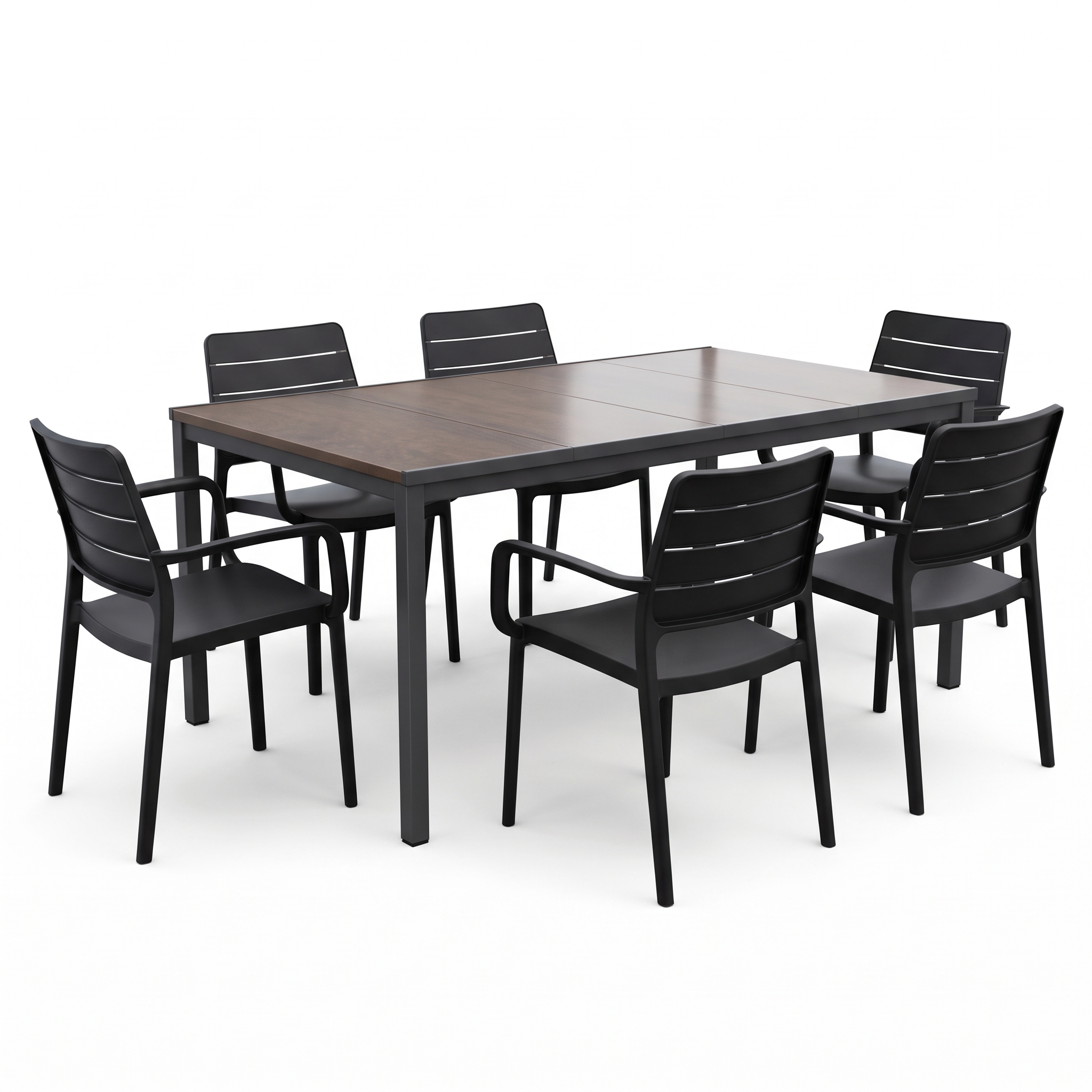 ZESTAW 6+1 PORTO GRAPHITE-BL WALNUT 160 &mdash; aranżacja
