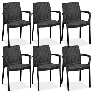 6 czarnych krzeseł ogrodowych na taras Keter Bali Mono