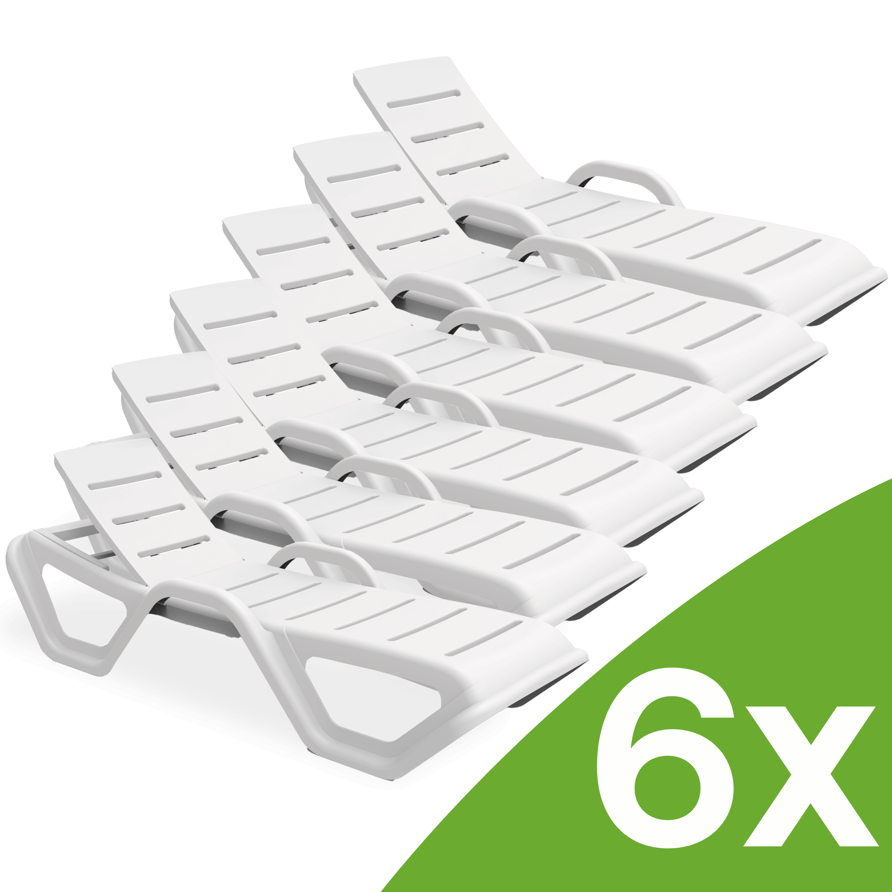 Zestaw 6 leżaków ogrodowych MONOBLOCK White New - Bjorkka